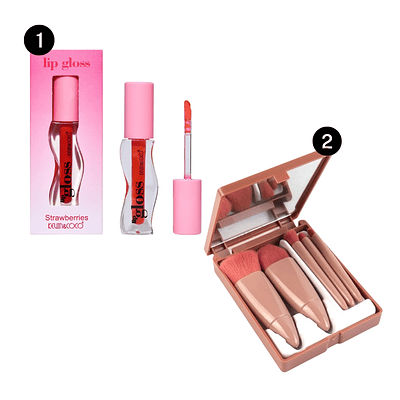 KIT DE BROCHAS + LIP GLOSS TENDENCIA