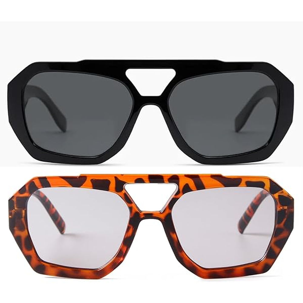 LENTES CON DOBLE PUENTE ESTILO AVIADOR