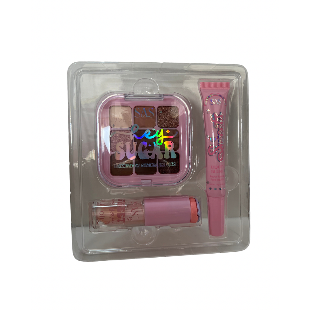 LIP GLOSS + PALETA DE SOMBRA + RUBOR LÍQUIDO 