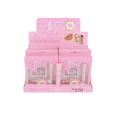 LIP GLOSS + PALETA DE SOMBRA + RUBOR LÍQUIDO 