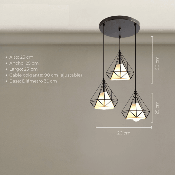 Lámpara Colgante Luxor Triple 2