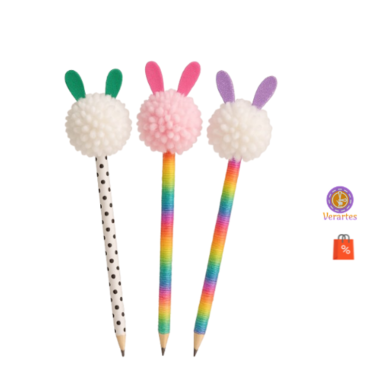 SABER MAIS 🔍 Lápis pompom conjunto 3 1