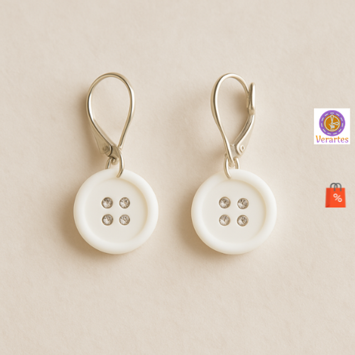 SABER MAIS🔍Brincos Botão Brancos 2