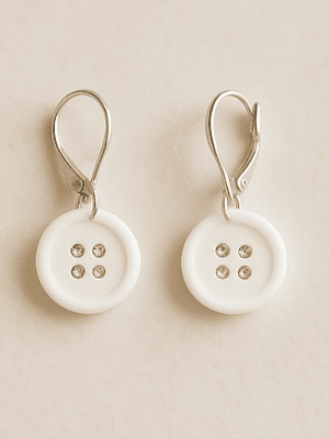 SABER MAIS🔍Brincos Botão Brancos