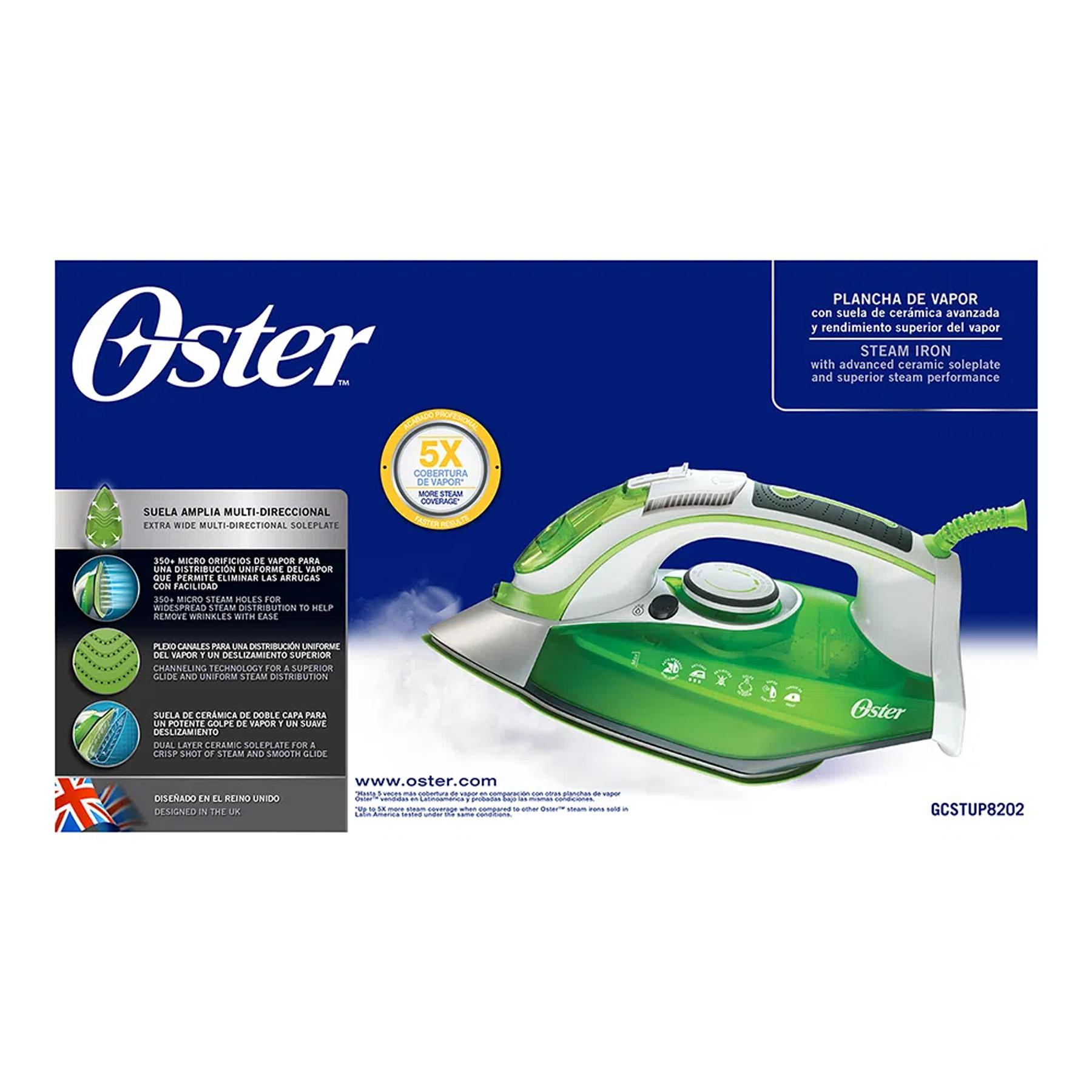 Plancha de vapor con base de cerámica GCSTUP8202 Oster® 