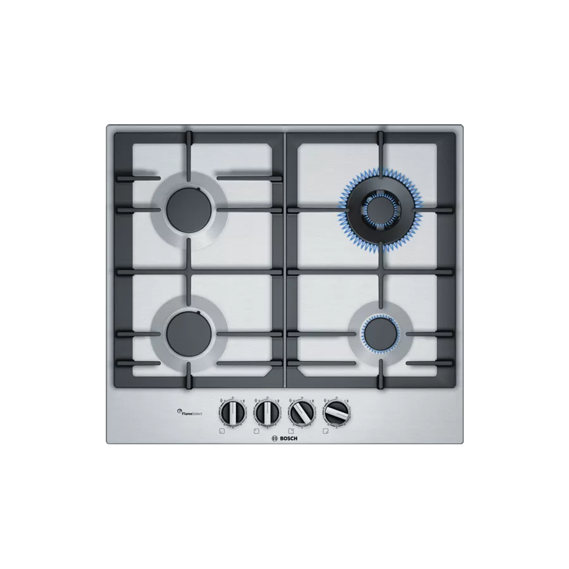 Placa de Cocción 4Q FlameSelect BOSCH a Gas Natural de 60 cm Acero Inoxidable 1