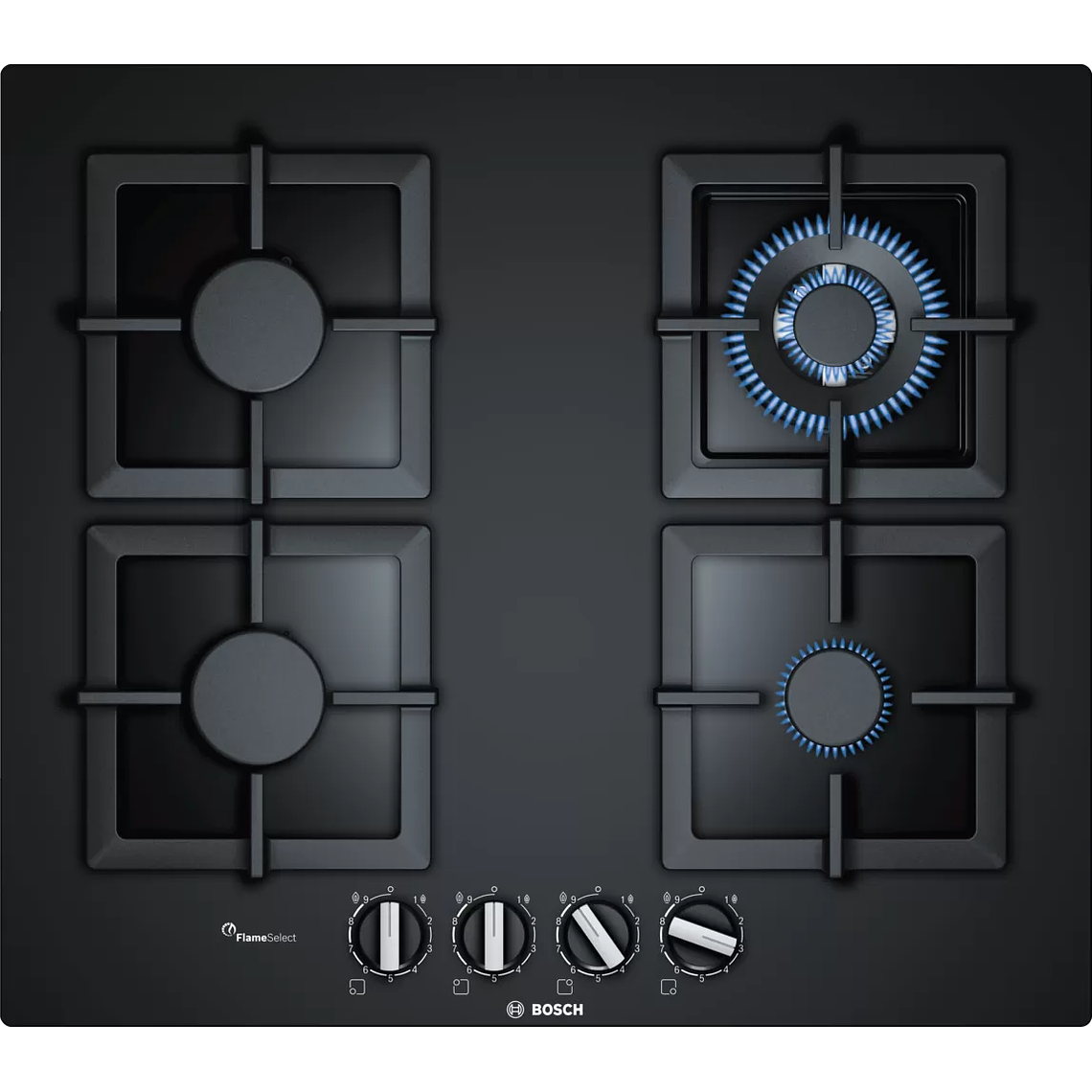 Serie | 6 Placa de Gas 60 cm Cristal Templado, Negro 1