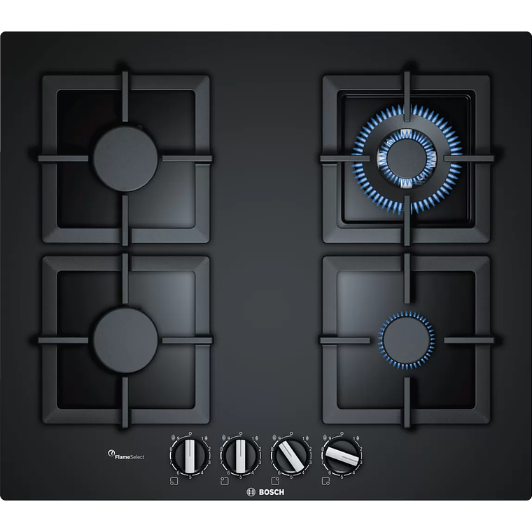 Serie | 6 Placa de Gas 60 cm Cristal Templado, Negro 1