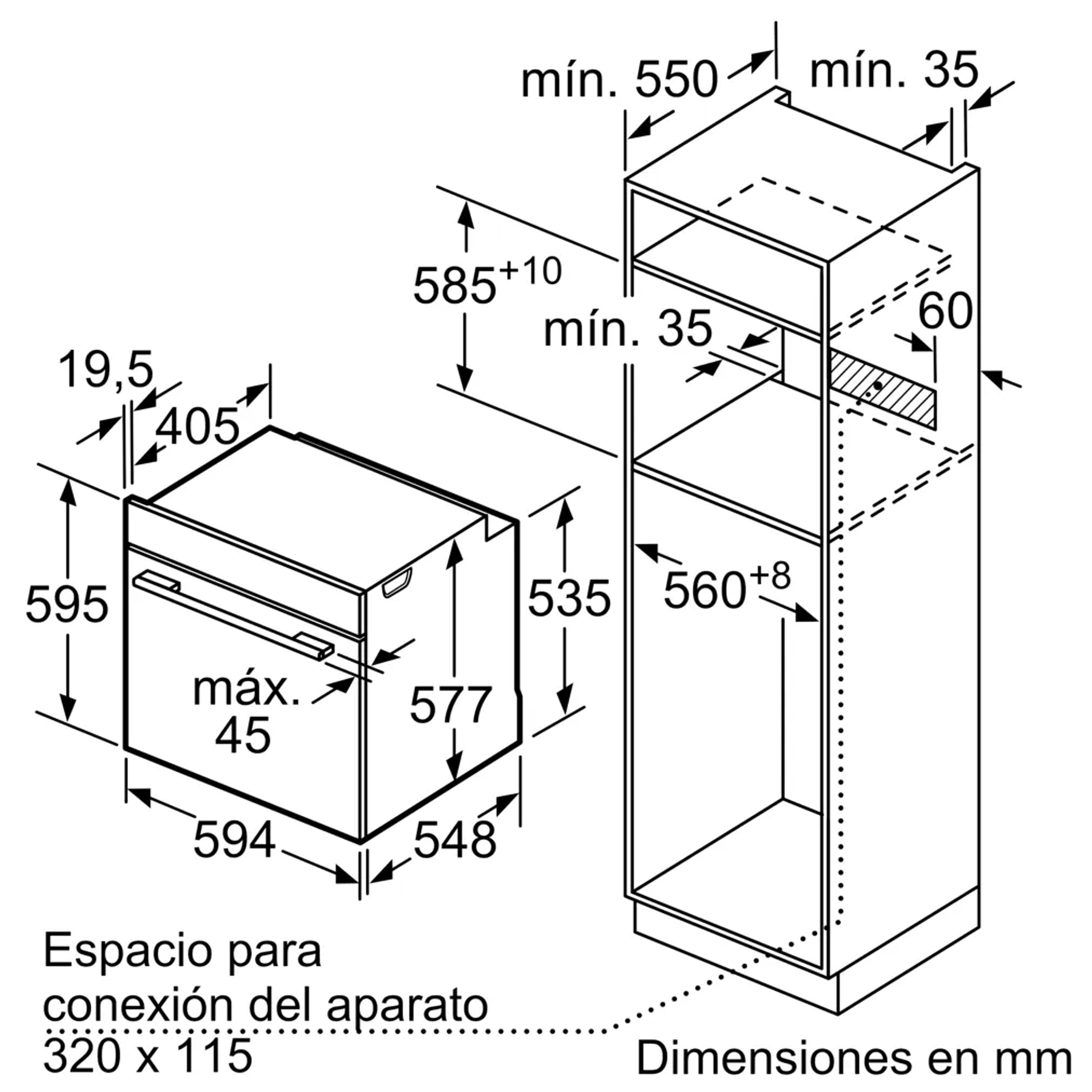 Serie | 8 Horno 60 x 60 cm Acero Inoxidable