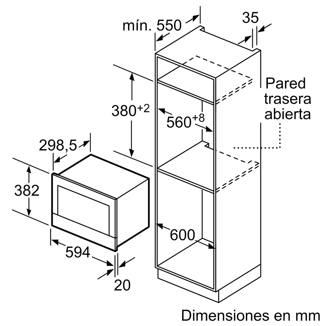 Serie 8 Microondas Integrable 60 x 38 cm Negro 6