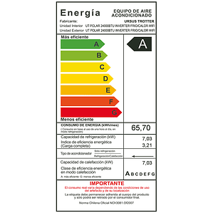 AIRE ACONDICIONADO INVERTER URSUS TROTTER SPLIT FRIO-CALOR 9.000 BTU