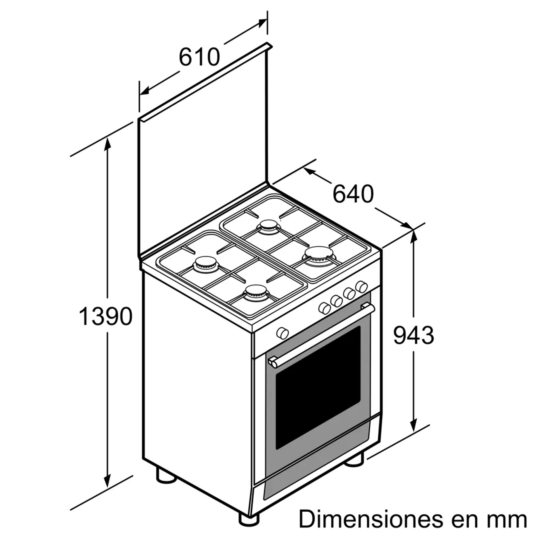 Cocina de Gas de Libre Instalación Bosch Inox