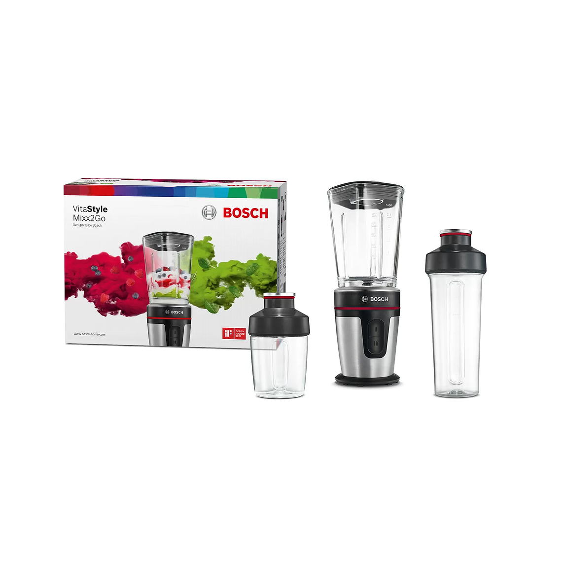 Mini batidora Bosch VitaStyle Mixx2Go 350 W Acero Inoxidable 4