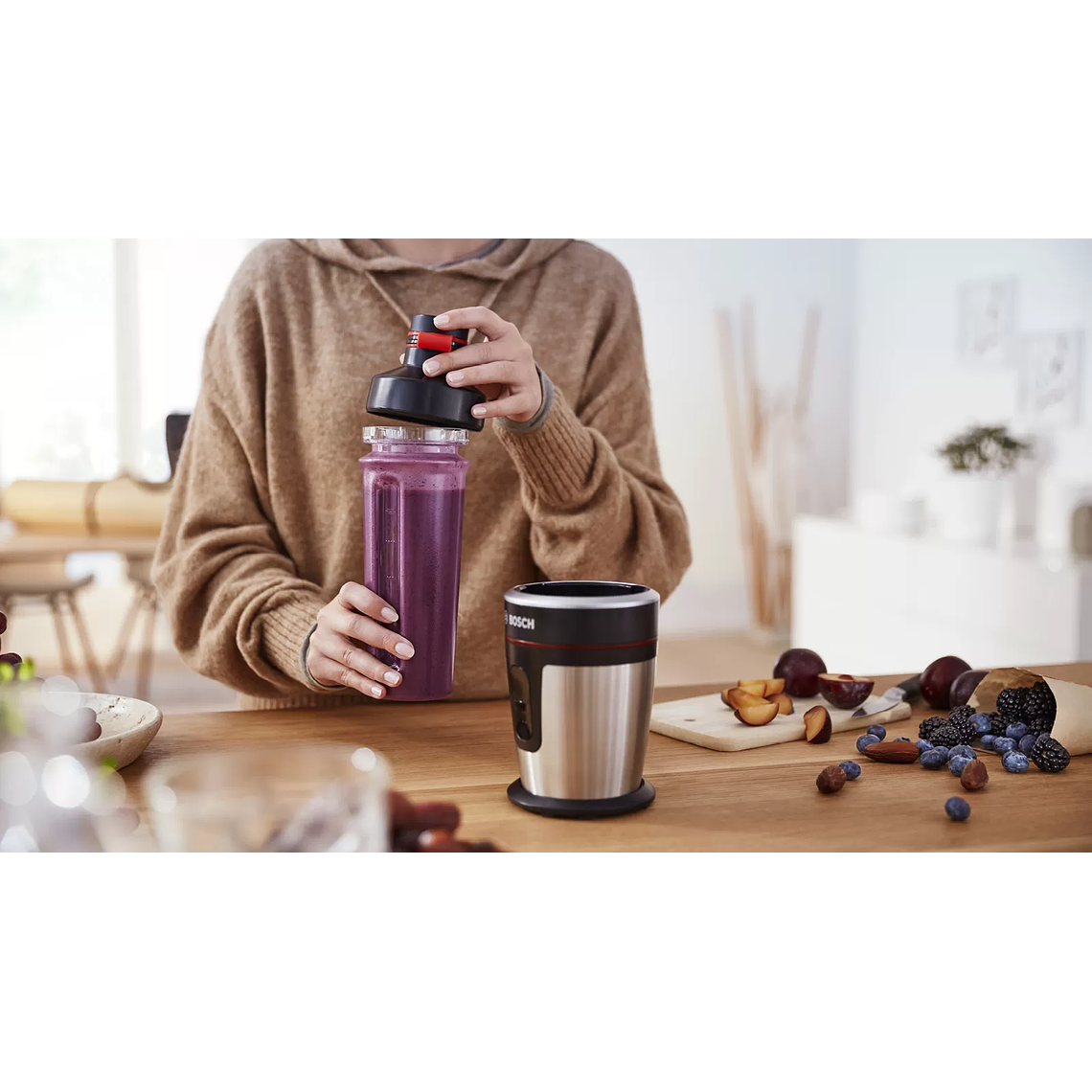 Mini batidora Bosch VitaStyle Mixx2Go 350 W Acero Inoxidable 7