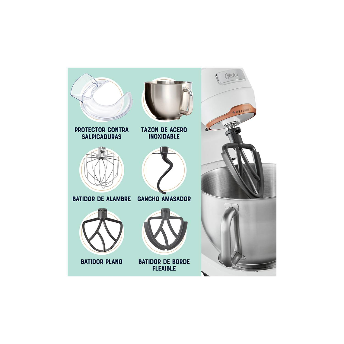 BATIDORA PLANETARIA OSTER CON TECNOLOGÍA HEATSOFT FPSTSMPL4W 13