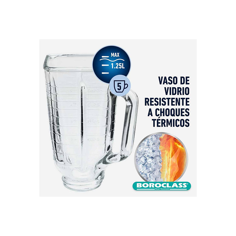 VASO VIDRIO BOROCLASS DE 1.25 L PARA LA LICUADORAS OSTER 2