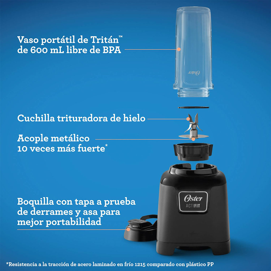 Sistema de nutrición Oster® ActiFit™ BLSTAFB con vaso portátil Tritan™ 4