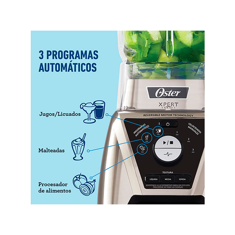 LICUADORA XPERT SERIES NIQUELADA CON CONTROL DE TEXTURA Y UN BLEND N GO BLST3BCPG 5