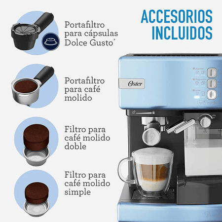 Cafetera automática de espresso celeste Oster® PrimaLatte™ BVSTEM6603CC