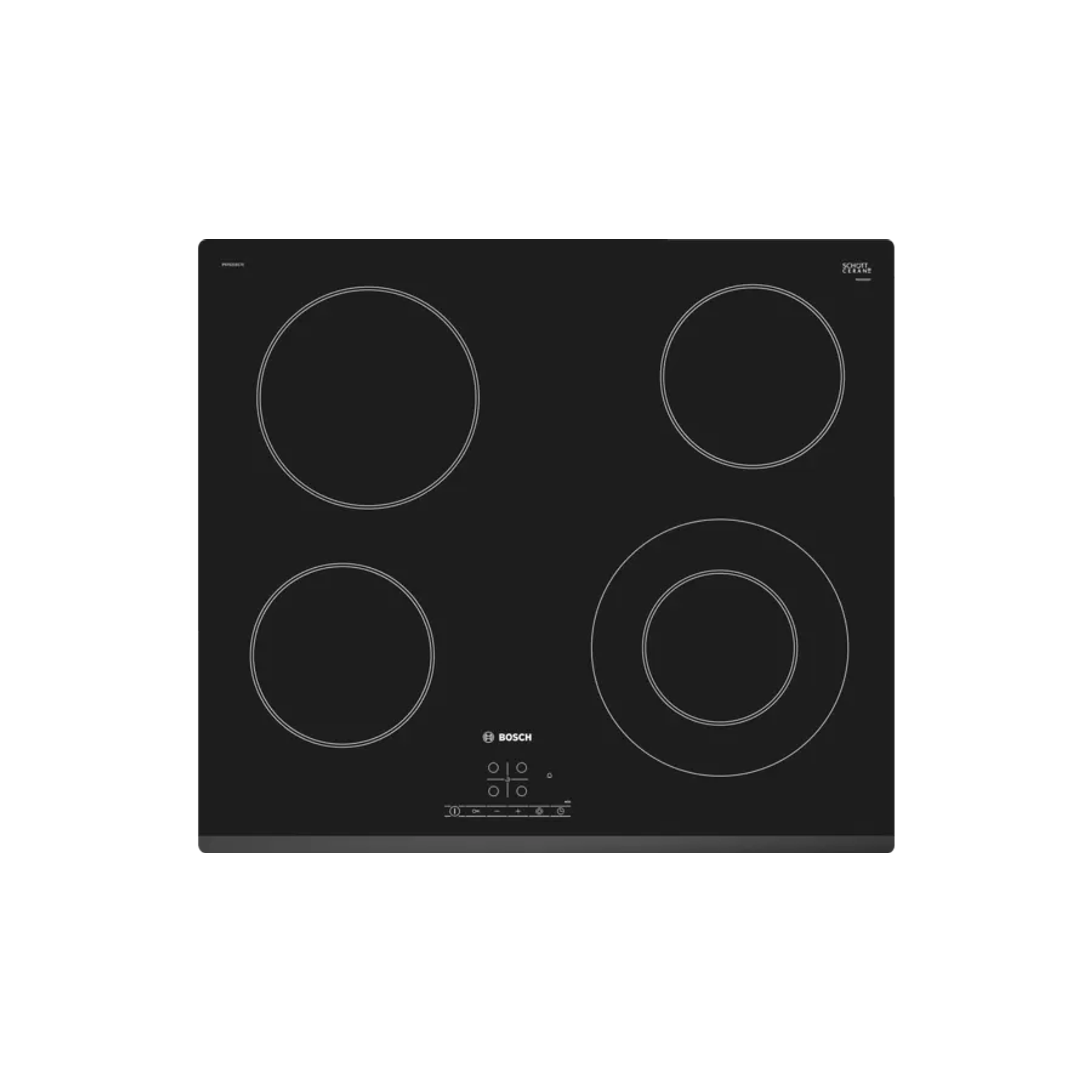 Placa de vitrocerámica 4 fogones de 60 cm de ancho, color negro