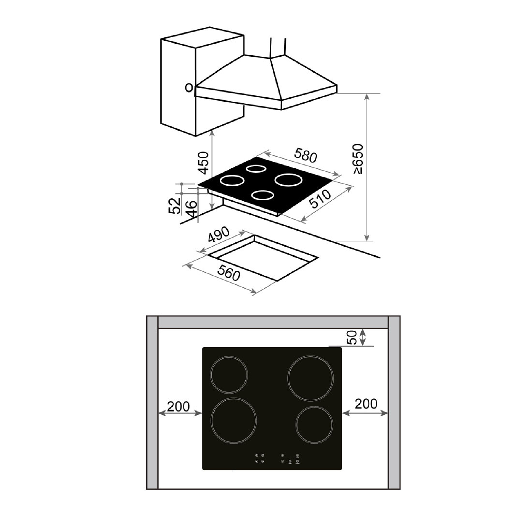 Encimera Vitrocerámica Gröner Touch Black 4Q