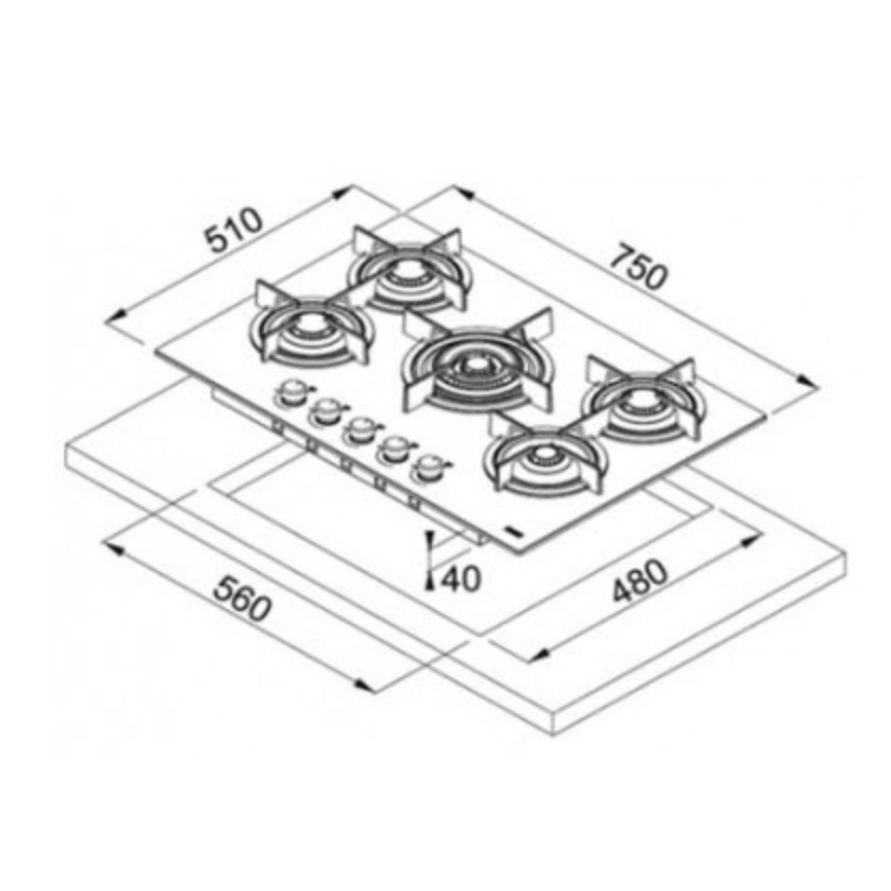 Encimera a Gas FHCR 755 4G FRANKE