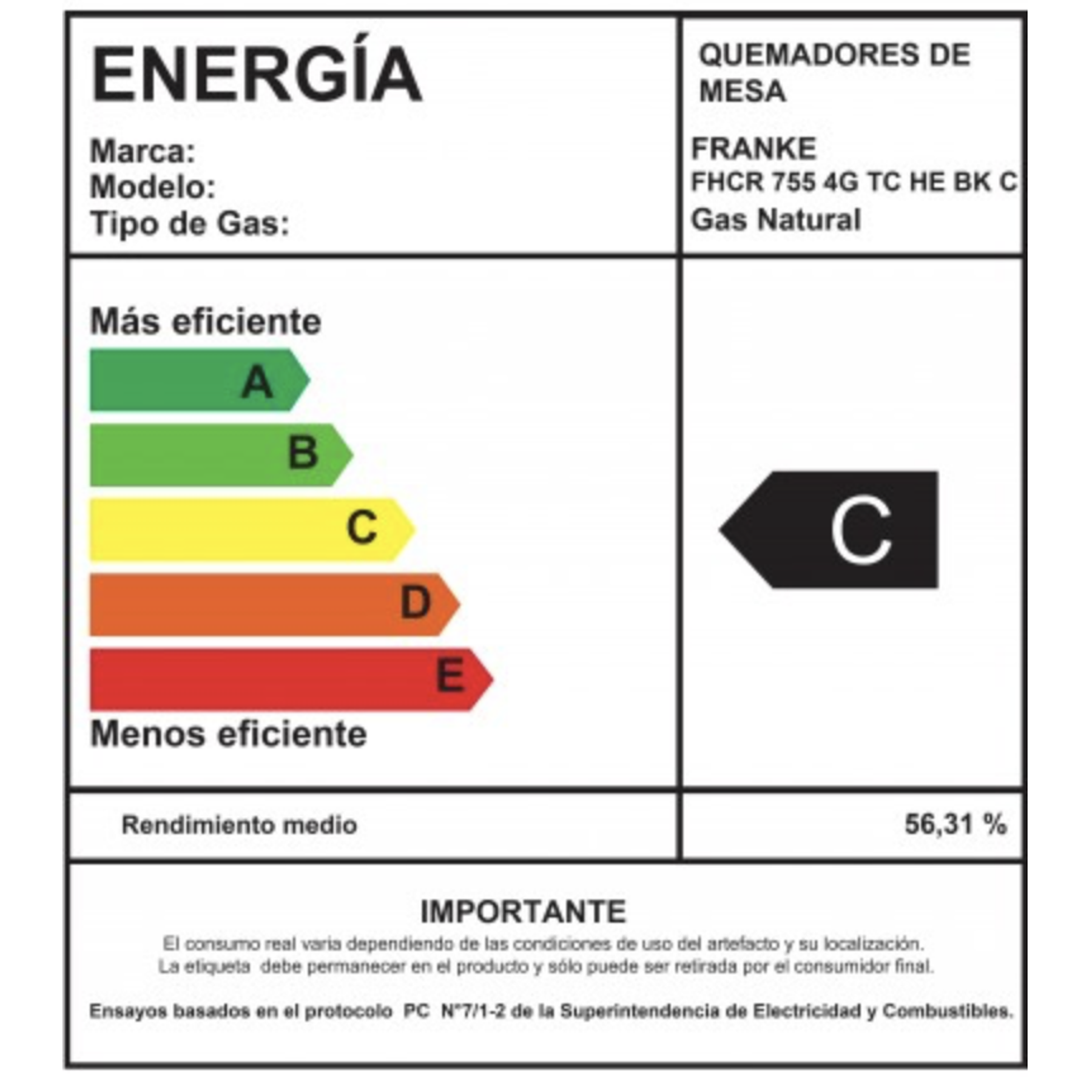 Encimera a Gas FHCR 755 4G FRANKE