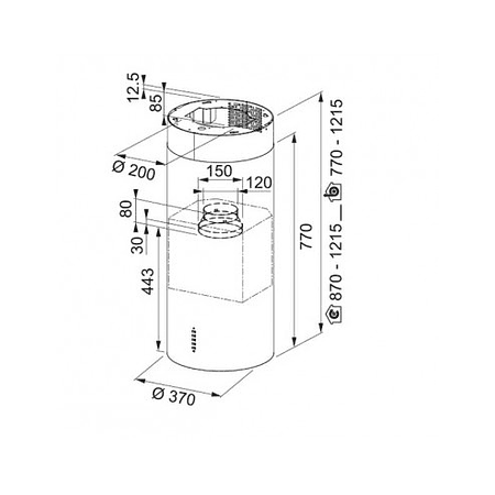 Campana Isla tubular Tunnel FTU PLUS 3707 I XS Acero Inoxidable