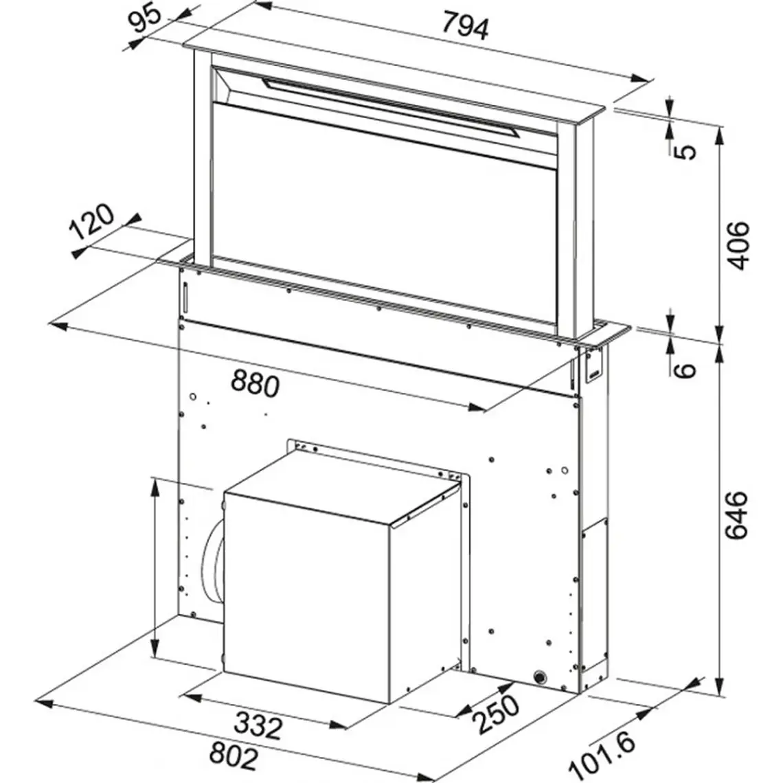 Campana Extractora de mesón Downdraft FDW 908 Negro 2