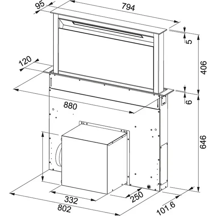 Campana Extractora de mesón Downdraft FDW 908 Negro 2