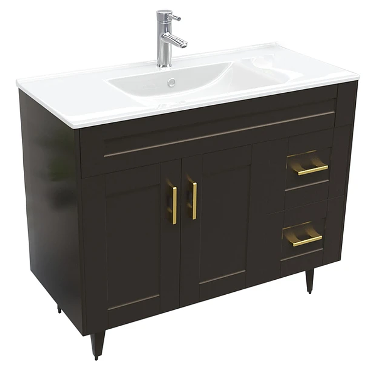 Kit Mueble Deluxe 100SK + Vanitorio Plano-100 Café Derecho / 100x80x47cm 3