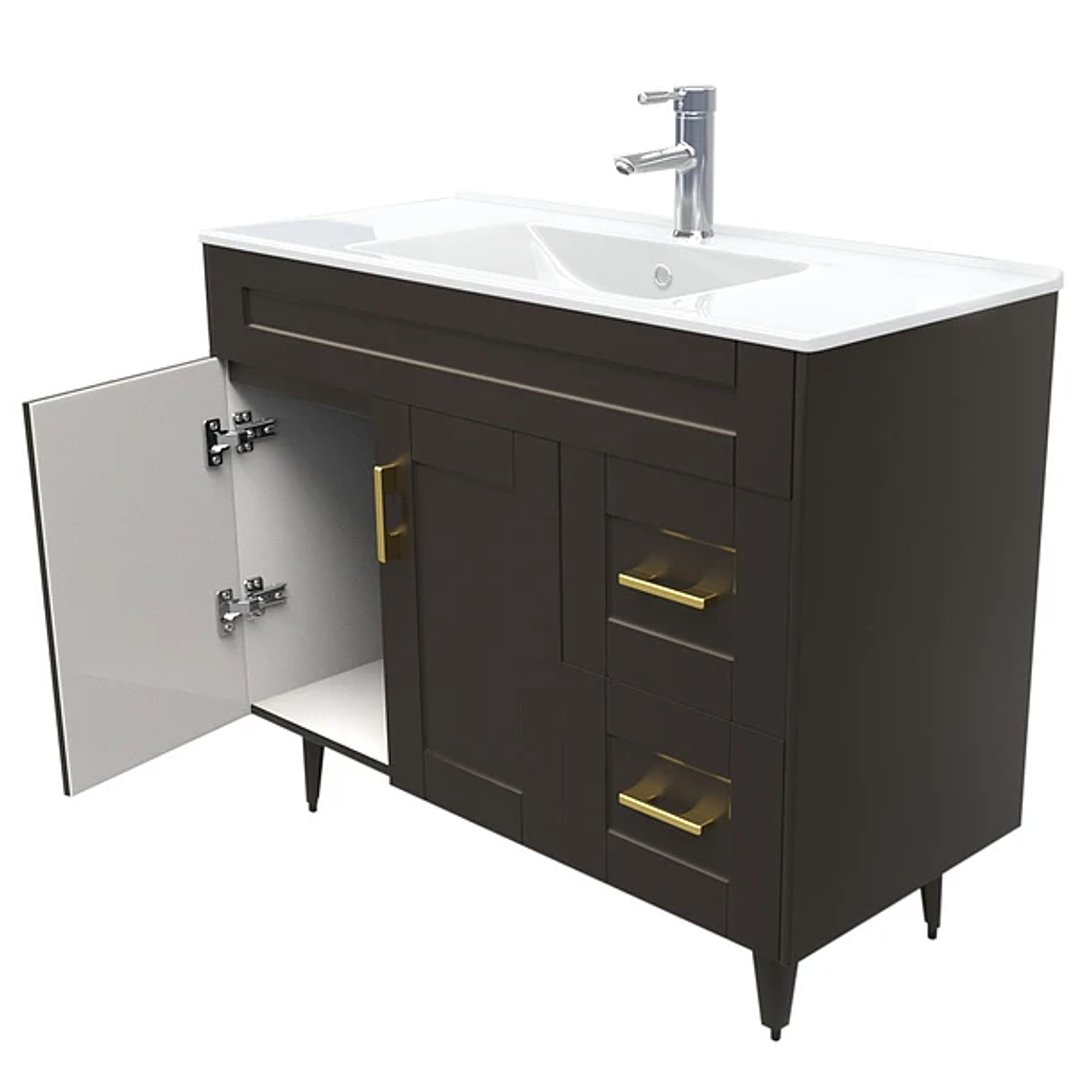 Kit Mueble Deluxe 100SK + Vanitorio Plano-100 Café Derecho / 100x80x47cm 4