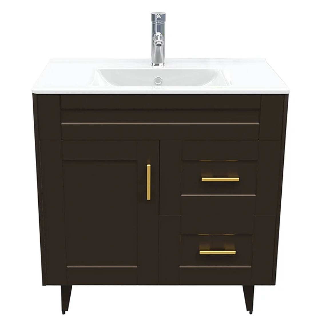 Kit Mueble Deluxe 80SK + Vanitorio Plano-80 Café Derecho / 80x80x47cm 1