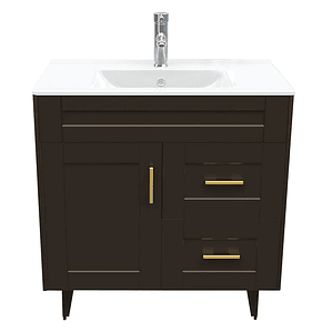 Kit Mueble Deluxe 80SK + Vanitorio Plano-80 Café Derecho / 80x80x47cm