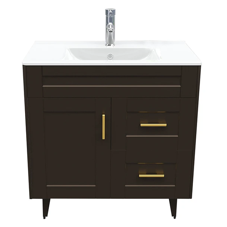 Kit Mueble Deluxe 80SK + Vanitorio Plano-80 Café Derecho / 80x80x47cm 1