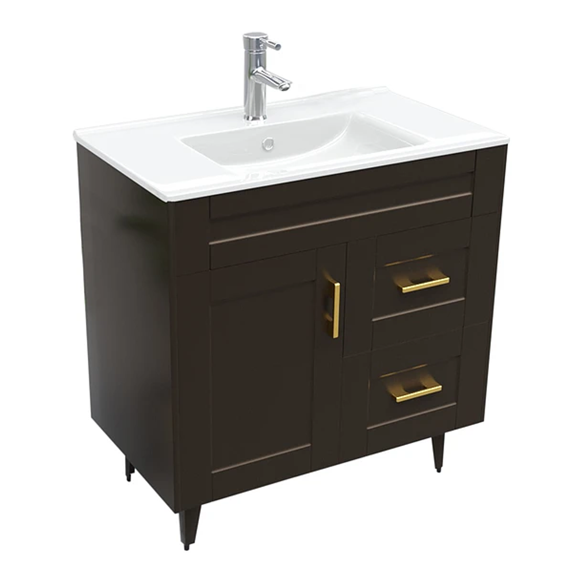 Kit Mueble Deluxe 80SK + Vanitorio Plano-80 Café Derecho / 80x80x47cm 2