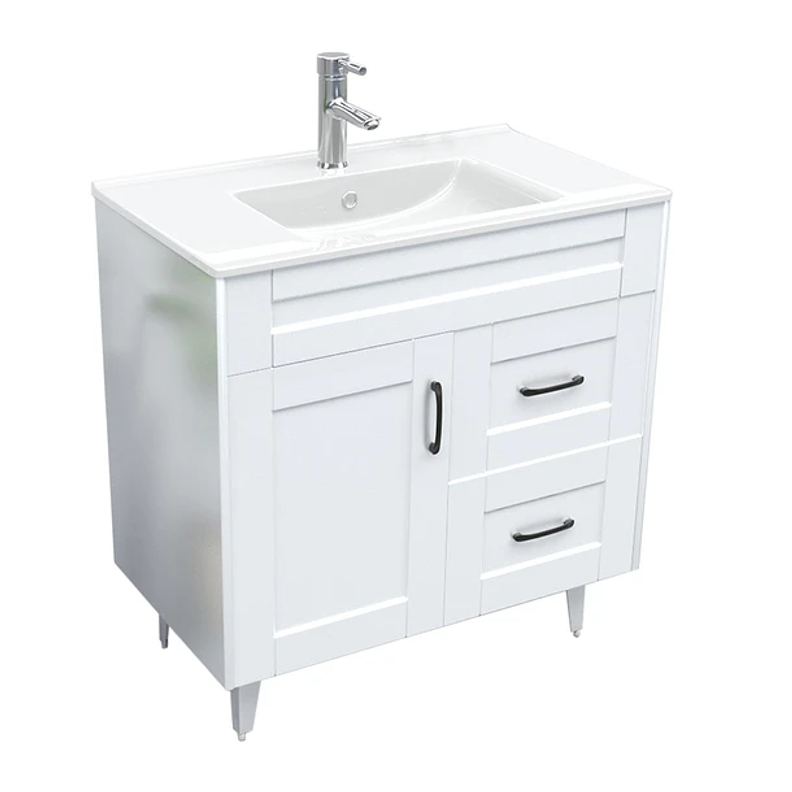 Kit Mueble Deluxe 80SK + Vanitorio Plano-80 Blanco Derecho / 80x80x47cm 3