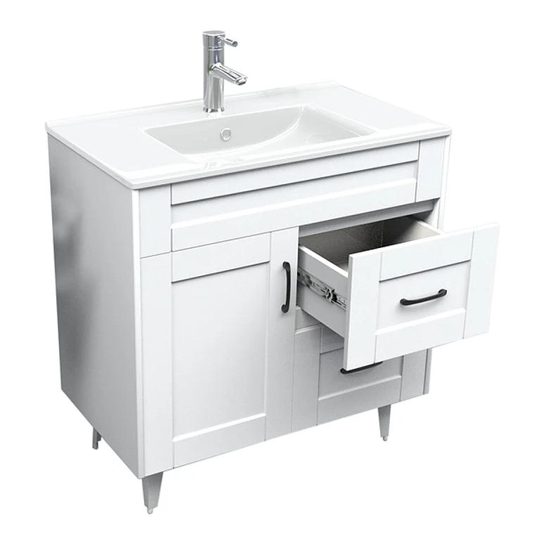 Kit Mueble Deluxe 80SK + Vanitorio Plano-80 Blanco Derecho / 80x80x47cm 4