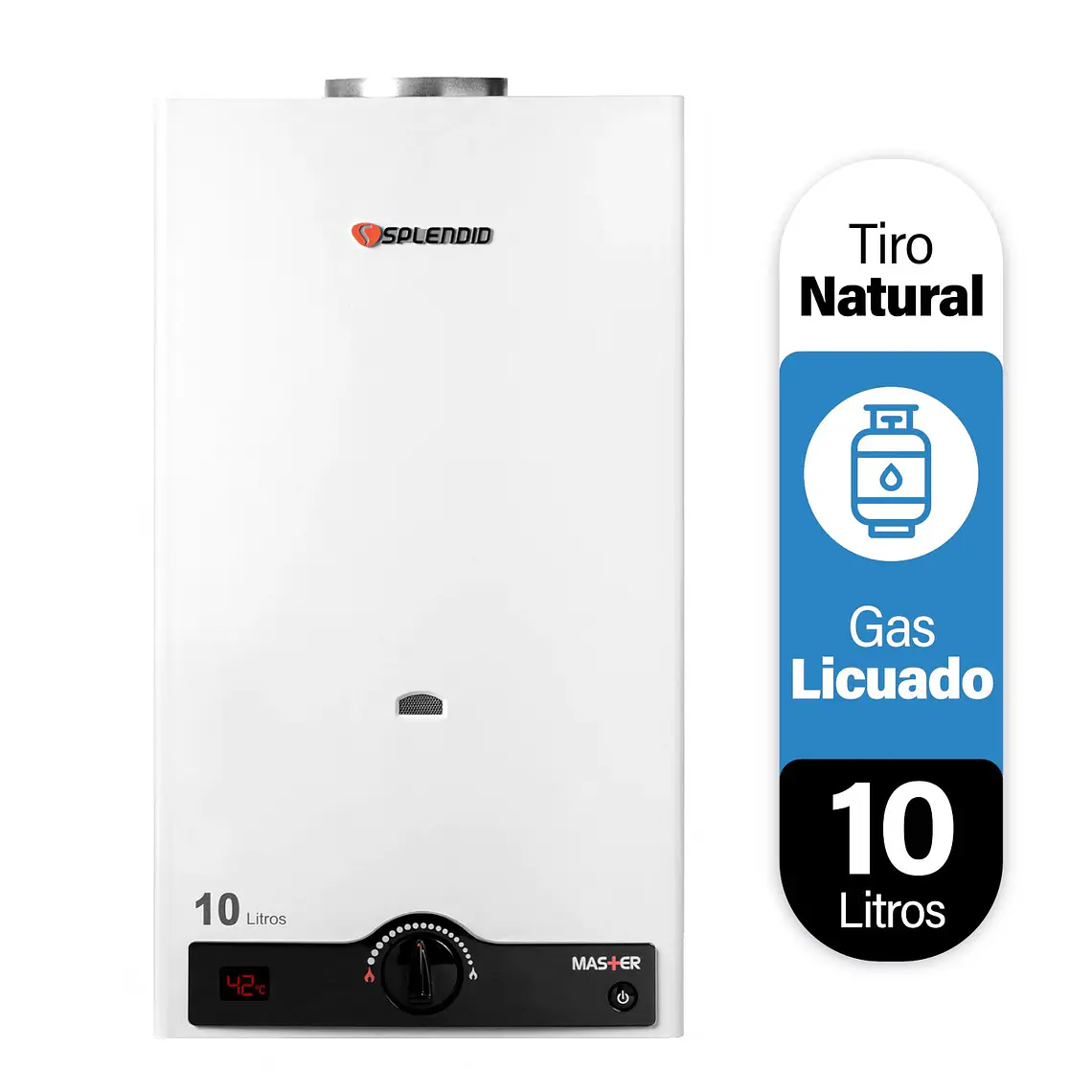 Calefont 10 litros Gas licuado Tiro natural Splendid 1
