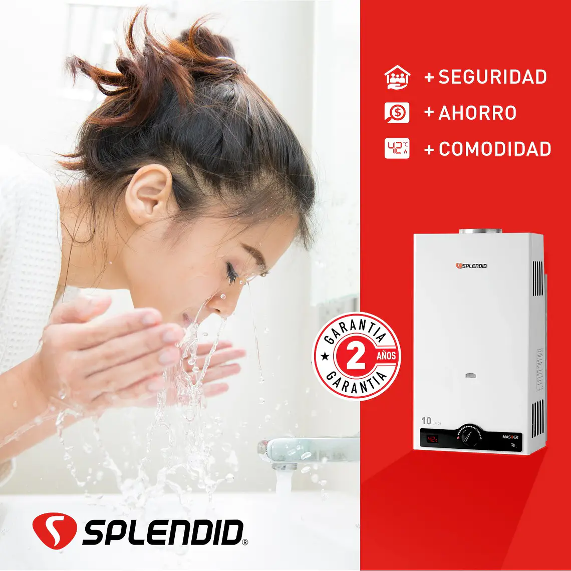 Calefont 10 litros Gas licuado Tiro natural Splendid 5