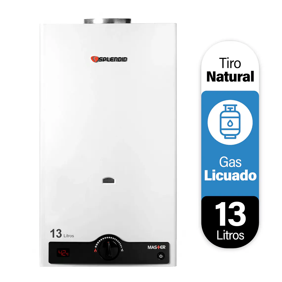 Calefont 13 litros Gas licuado Tiro natural Splendid 1