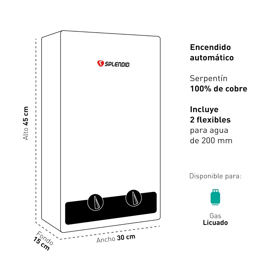CALEFONT 6 LITROS GAS LICUADO TIRO NATURAL SPLENDID 4