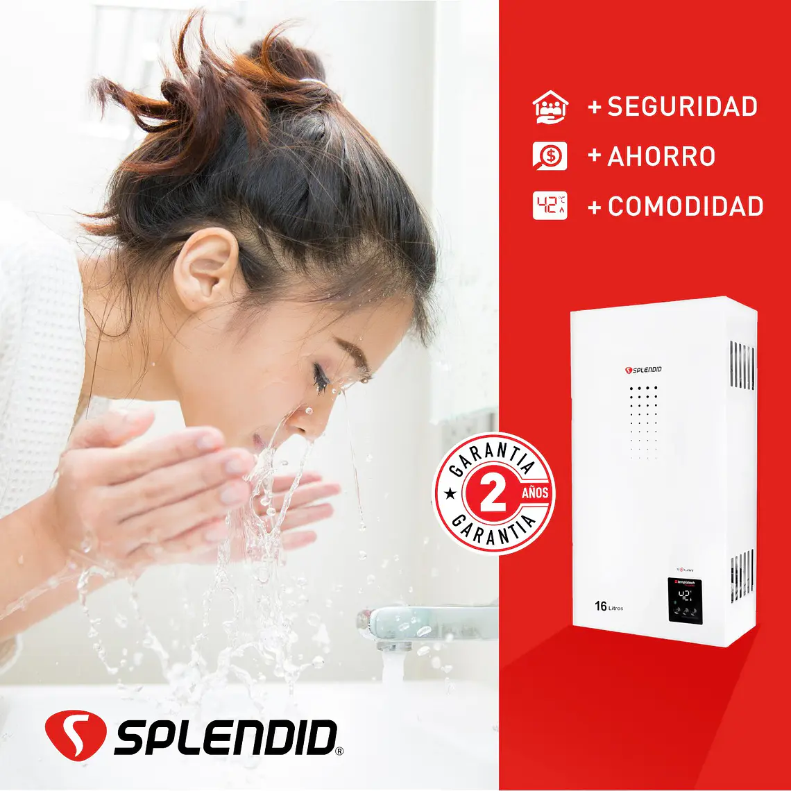 Calefon 16 litros Gas licuado Tiro natural Splendid 5