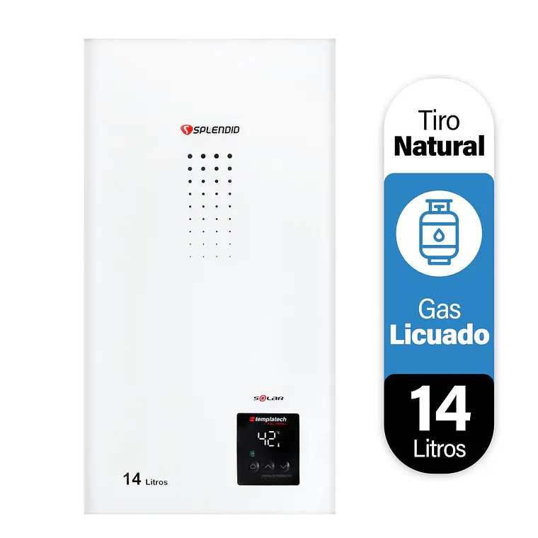 Calefon 14 litros Gas licuado Tiro natural Splendid 1
