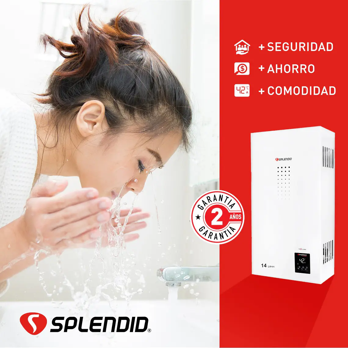 Calefon 14 litros Gas licuado Tiro natural Splendid 4