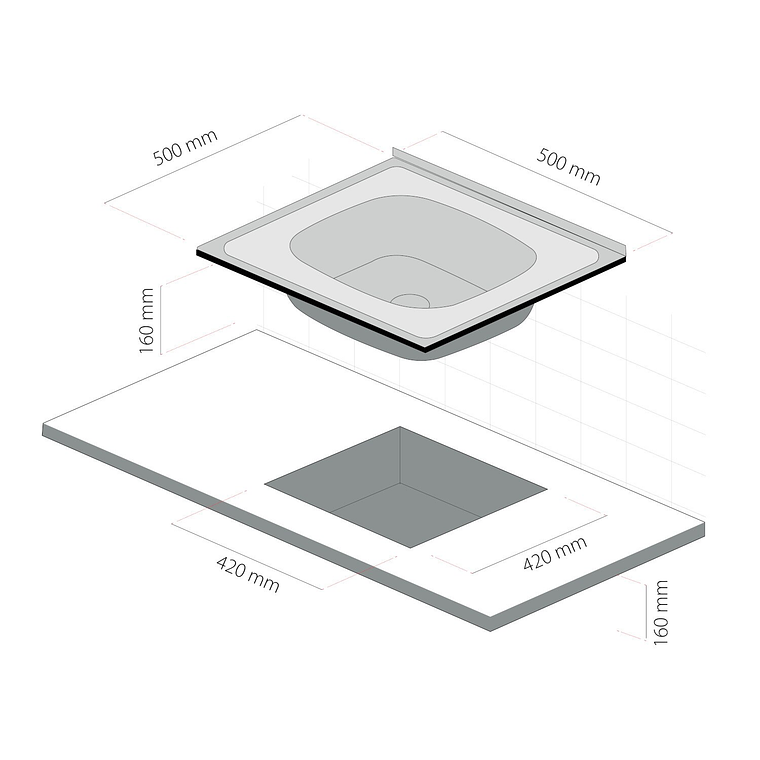 LAVAPLATOS SOBREPONER 500X500 MM SPLENDID 4