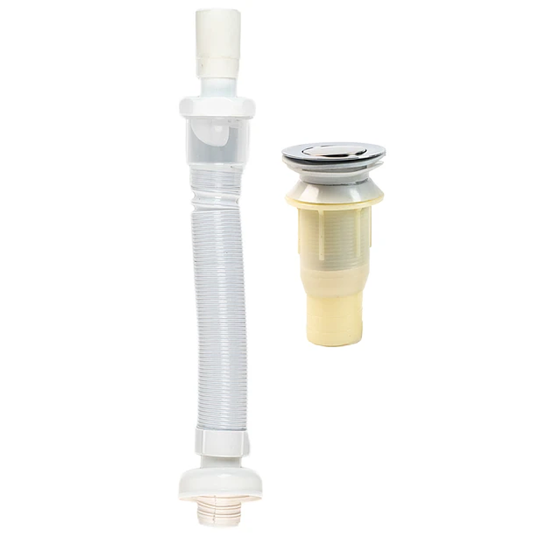 Desagüe con rebalse + Sifón Flexible para Vanitorio Domsa 1