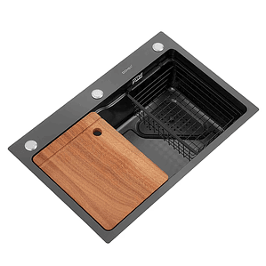 Lavaplatos empotrado de una cubeta empotrado con accesorios incluidos 68x45x20cm