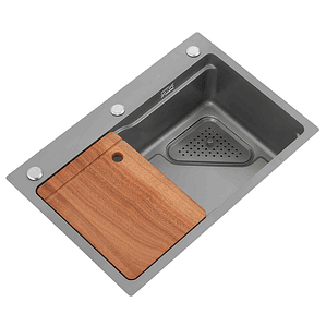 Lavaplatos empotrado de una cubeta empotrado con accesorios incluidos. 68x45x20cm