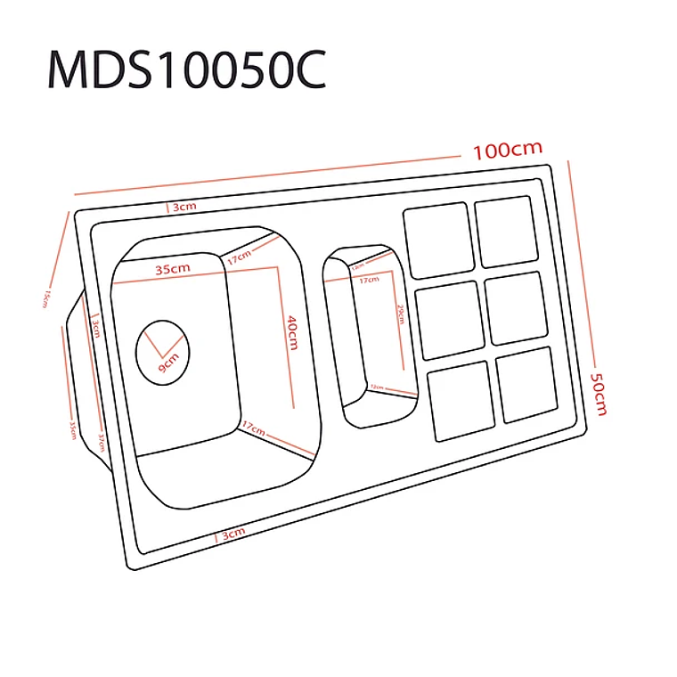 Lavaplatos Sobreponer Domsa MDS10050C 100x50x20cm 3